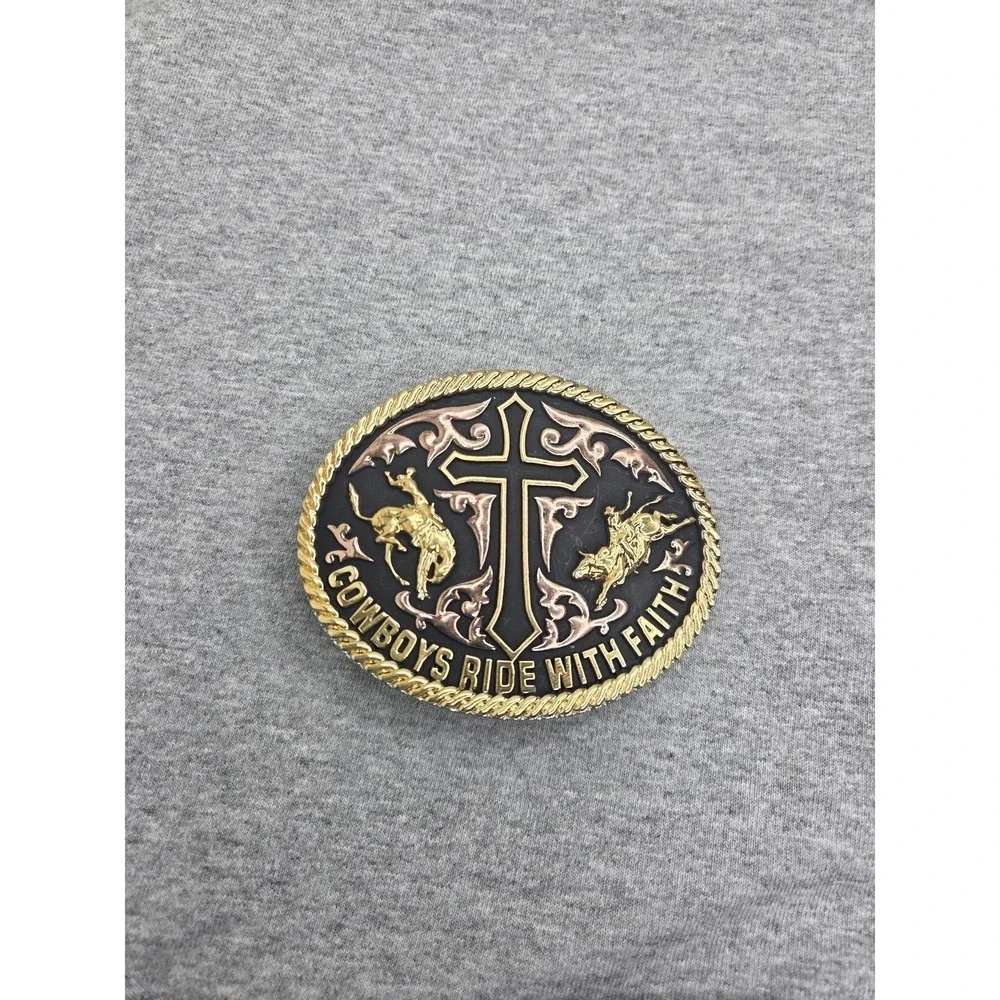Cody James Cowboys Ride with Faith Large Western Rodeo Rope Belt Buckle Cross